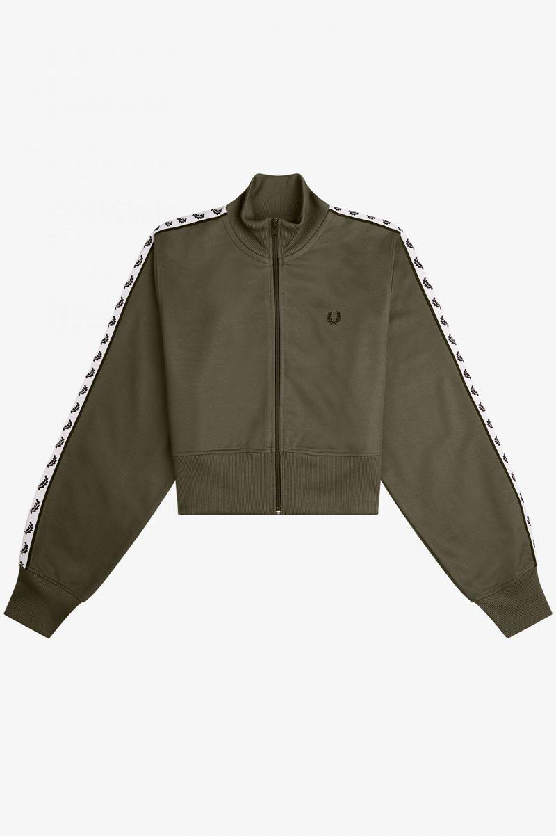 Green Fred Perry Cropped Taped Track Men's Jackets | PH 1189VRWD